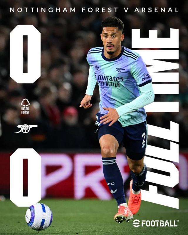 【英超】卡拉菲奥里兜射中柱，阿森纳0比0诺丁汉森林